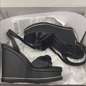 ALDO Black Wedge Sandals